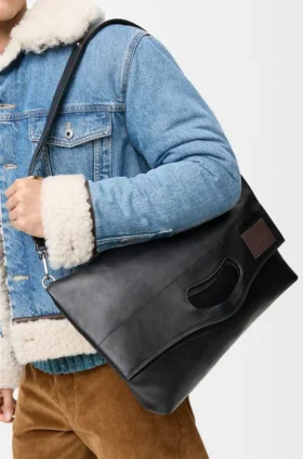 Bob Folded Tote Bag aus glänzendem, geschmeidigem Kalbsleder