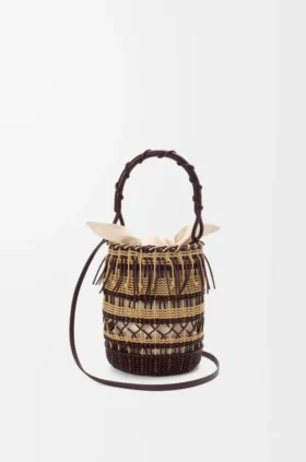 Bucket-Tasche aus Kord und Leder
