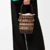 Bucket-Tasche aus Kord und Leder