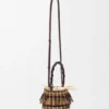 Bucket-Tasche aus Kord und Leder