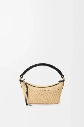 Cala Mini-Tasche aus klassischem Kalbsleder und Raffia