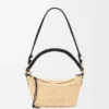 Cala Mini-Tasche aus klassischem Kalbsleder und Raffia Cala Mini-Tasche aus klassischem Kalbsleder und Raffia