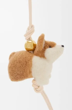 Corgi-Anhänger aus Filz und Kalbsleder