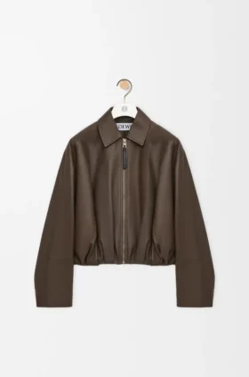 Drapierte Jacke aus Nappa-Kalbsleder