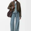 Drapierte Jacke aus Nappa-Kalbsleder