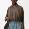 Drapierte Jacke aus Nappa-Kalbsleder