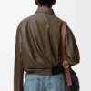 Drapierte Jacke aus Nappa-Kalbsleder
