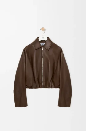 Drapierte Jacke aus Nappa-Lammleder