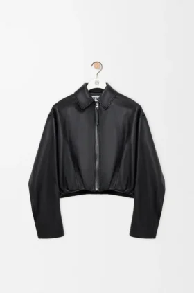 Drapierte Jacke aus Nappa-Lammleder