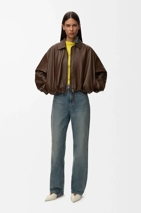 Drapierte Jacke aus Nappa-Lammleder Drapierte Jacke aus Nappa-Lammleder