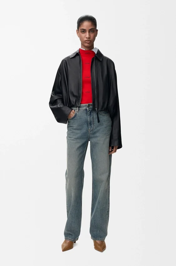 Drapierte Jacke aus Nappa-Lammleder Drapierte Jacke aus Nappa-Lammleder