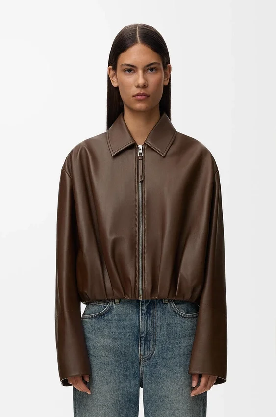 Drapierte Jacke aus Nappa-Lammleder Drapierte Jacke aus Nappa-Lammleder