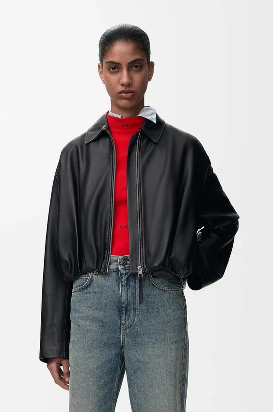 Drapierte Jacke aus Nappa-Lammleder Drapierte Jacke aus Nappa-Lammleder