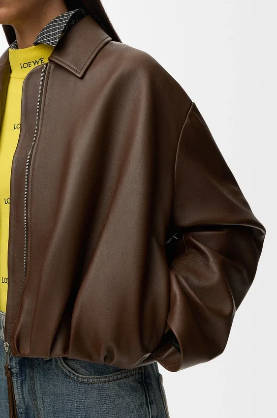 Drapierte Jacke aus Nappa-Lammleder Drapierte Jacke aus Nappa-Lammleder