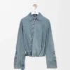 Drapiertes Hemd aus Denim