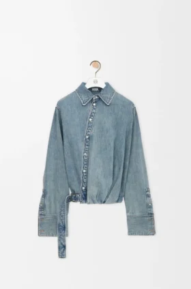 Drapiertes Hemd aus Denim