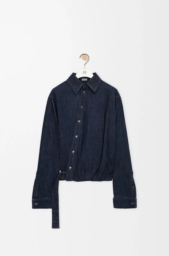 Drapiertes Hemd aus Denim Drapiertes Hemd aus Denim