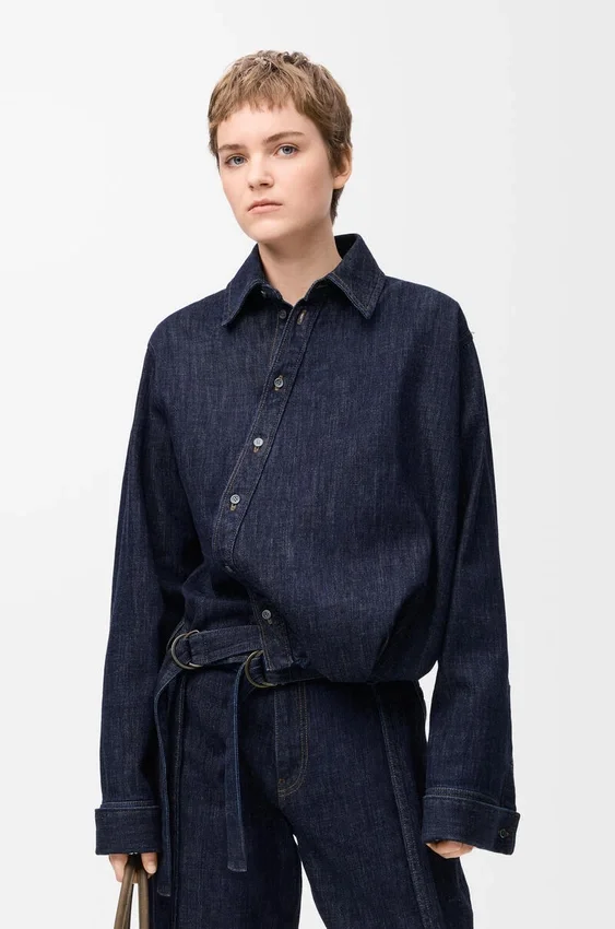 Drapiertes Hemd aus Denim Drapiertes Hemd aus Denim