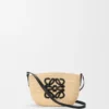 Eclipse Pochette aus Raffia und Kalbsleder