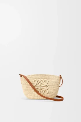 Eclipse Pochette aus Raffia und Kalbsleder