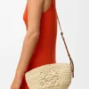 Eclipse Pochette aus Raffia und Kalbsleder