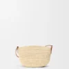 Eclipse Pochette aus Raffia und Kalbsleder