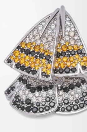 Feather-Ohrringe aus Sterlingsilber und Kristallen