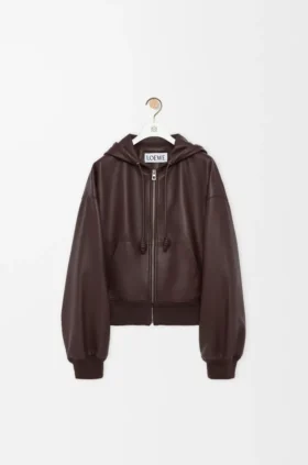 Flamenco-Hoodie aus Nappa-Lammleder
