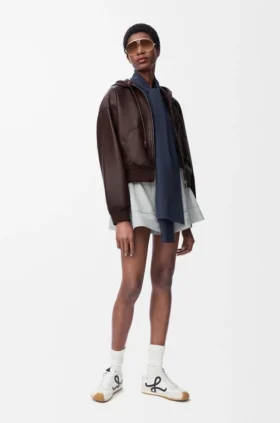 Flamenco-Hoodie aus Nappa-Lammleder