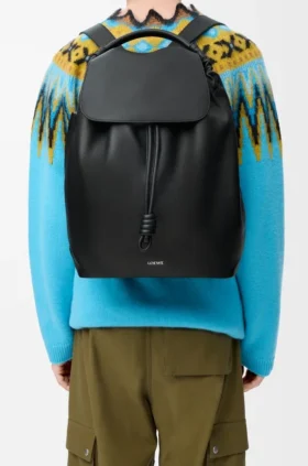 Flamenco-Rucksack aus glänzendem, geschmeidigem Kalbsleder