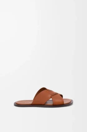 Flex Criss-Cross-Slipper aus pflanzlich gegerbtem Kalbsleder