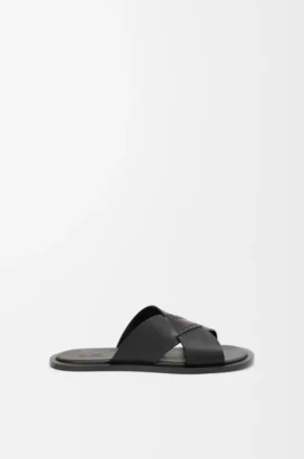 Flex Criss-Cross-Slipper aus pflanzlich gegerbtem Kalbsleder