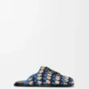 Flex-Pantolette aus Raffia und Kalbsleder