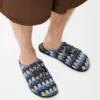 Flex-Pantolette aus Raffia und Kalbsleder