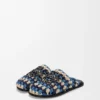 Flex-Pantolette aus Raffia und Kalbsleder