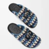 Flex-Pantolette aus Raffia und Kalbsleder