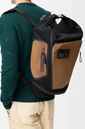 Flex Roll-Top-Rucksack aus Canvas und Wildleder