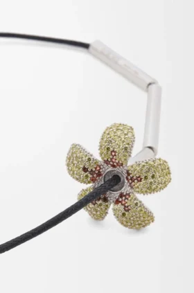 Flor-Halskette aus Sterlingsilber und Kristallen