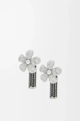 Flor-Ohrringe aus Sterlingsilber und Kristallen
