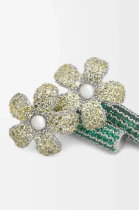 Flor-Ohrringe aus Sterlingsilber und Kristallen