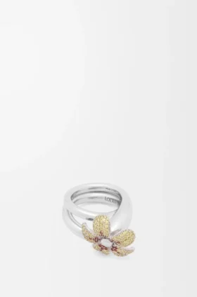 Flor-Ring aus Sterlingsilber und Kristallen
