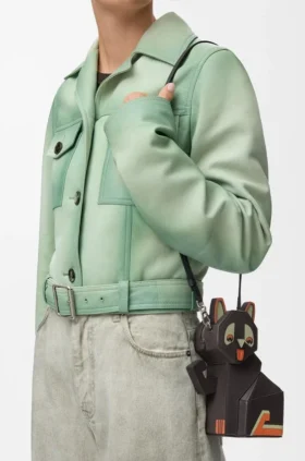 Futurist Cat Clutch aus klassischem Kalbsleder