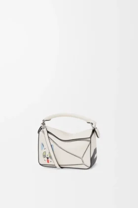 Futurist Cat Mini Puzzle-Tasche aus klassischem Kalbsleder