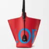Grosse Bilbao Bucket mit übergrossem Logo aus glattem Kalbsleder