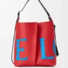 Grosse Bilbao Bucket mit übergrossem Logo aus glattem Kalbsleder