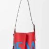 Grosse Bilbao Bucket mit übergrossem Logo aus glattem Kalbsleder
