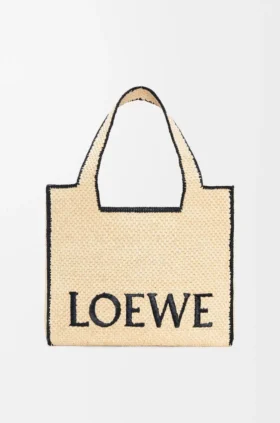 Grosse Loewe Font Tote aus Raffia
