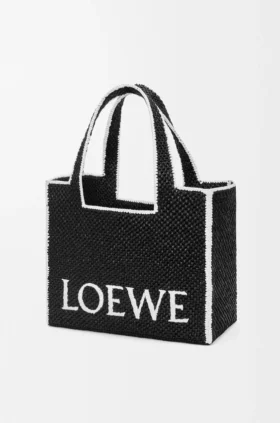 Grosse Loewe Font Tote aus Raffia