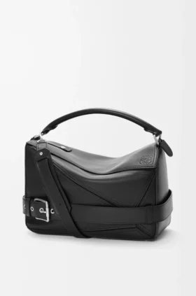 Grosse Puzzle-Biker-Tasche aus glänzendem Kalbsleder