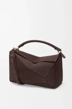 Grosse Puzzle-Tasche aus genarbtem Nubukleder